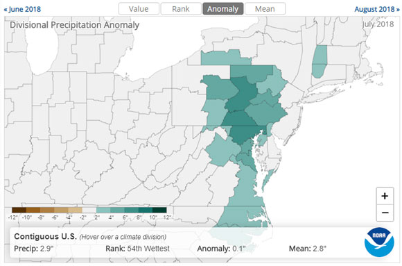 NOAA Precipitation Map July 2018